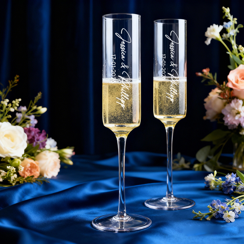 Champagne Flute Pair - 2PCS Kişiselleştirilmiş Şampanya Kadehi Seti, Düğün