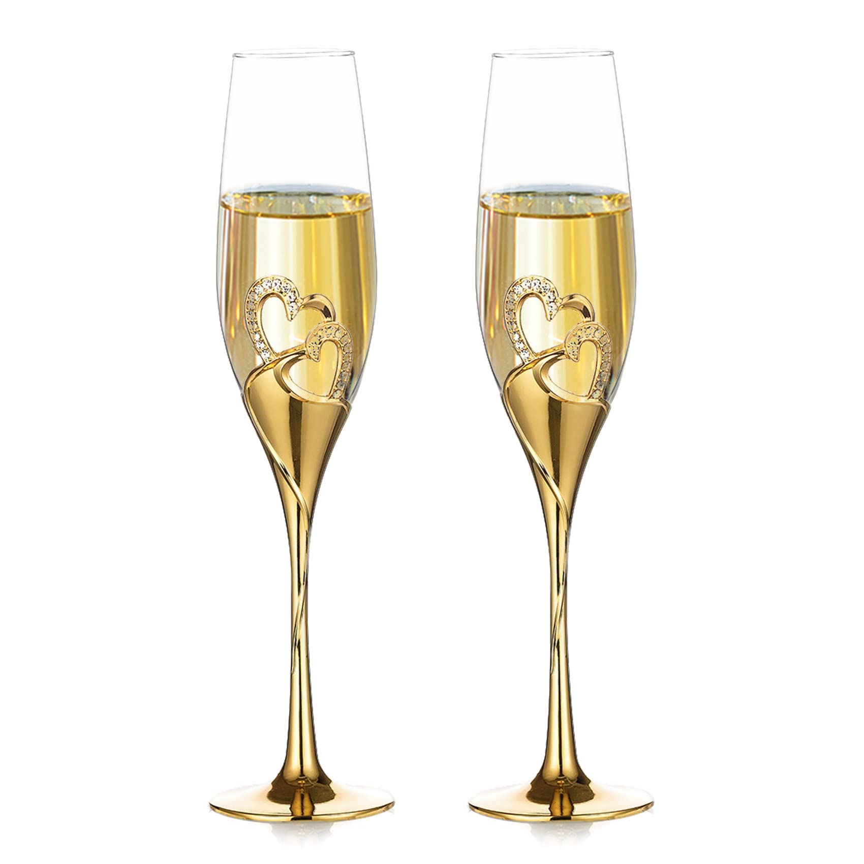 Champagne Flute Pair - 200 ml Kırmızı Şarap Gözlükleri Kristal