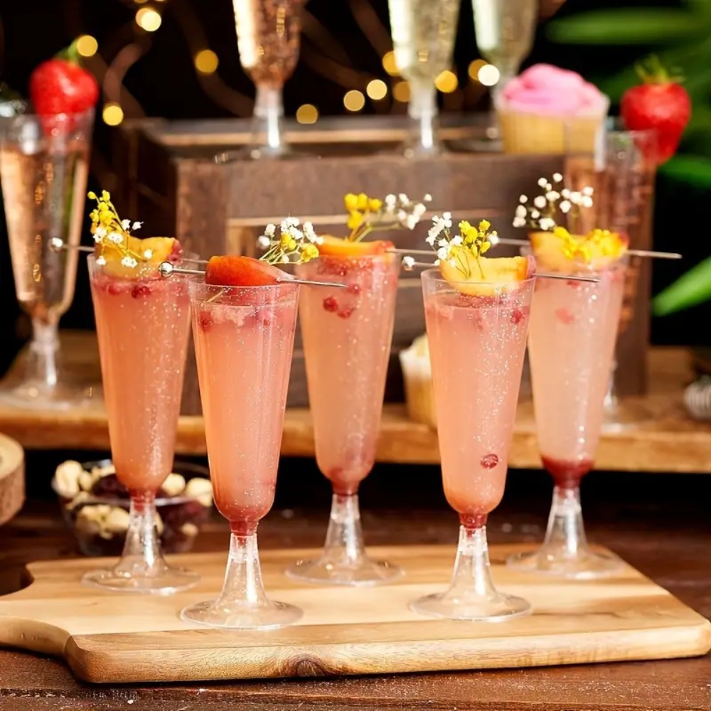 Champagne Flute Pair - 10 adet Şeffaf Plastik Şampanya Flüt
