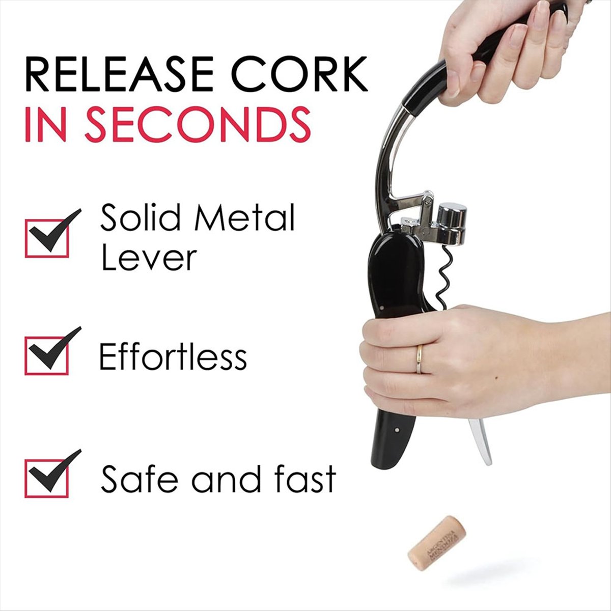 Cork Screw Lever - A24I Paslanmaz Çelik Şarap Şişesi Açacağı,