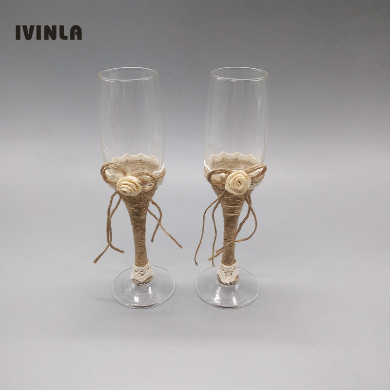 Sıcak satış 1 çift Rustik Düğü - Champagne Flute Pair incelemesi ve fiyatı
